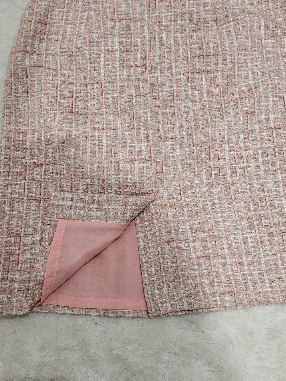 Cleo Petites Pink Tweed Pencil Skirt Sz 10P Bouclé Preppy Coquette Office Party - Picture 4 of 9